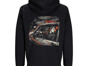 Schulterblick Hoodie – Schwarzer Streetwear Hoodie mit markantem Rückenprint