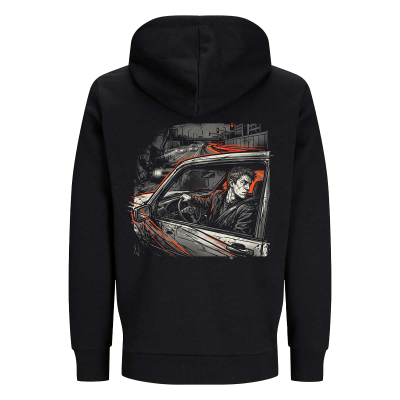 Schulterblick Hoodie – Schwarzer Streetwear Hoodie mit markantem Rückenprint
